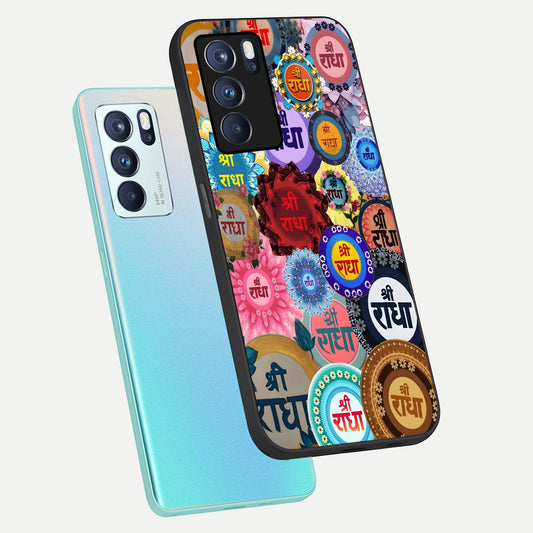 Radha Divine Bloom phone case For Oppo Reno 6 Pro showing premium glass back cover with detailed artwork