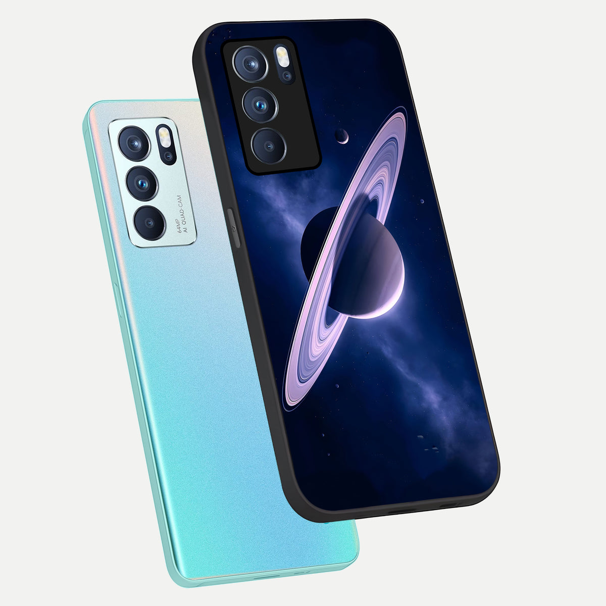  Saturn Ring Mystique phone case For Oppo Reno 6 Pro showing premium glass back cover with detailed artwork