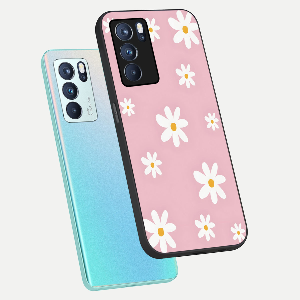  Soft Daisy Bliss phone case For Oppo Reno 6 Pro showing premium glass back cover with detailed artwork