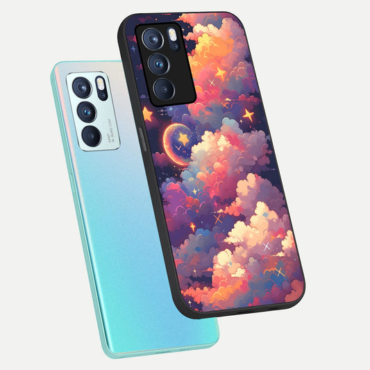  Starlit Dream Clouds phone case For Oppo Reno 6 Pro showing premium glass back cover with detailed artwork