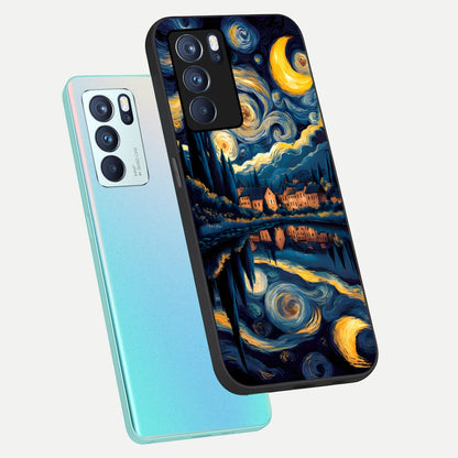  Starry Sky Serenity phone case For Oppo Reno 6 Pro showing premium glass back cover with detailed artwork