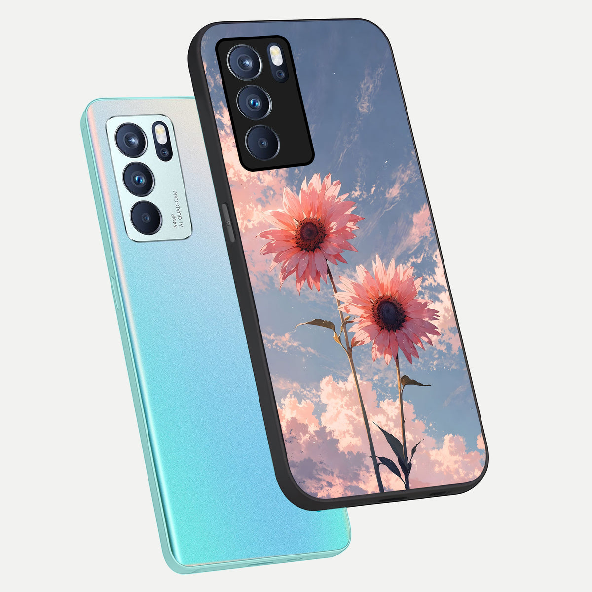  Sun Moon Balance phone case For Oppo Reno 6 Pro showing premium glass back cover with detailed artwork