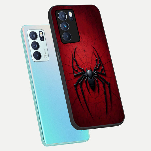  Superhero Web Emblem phone case For Oppo Reno 6 Pro showing premium glass back cover with detailed artwork