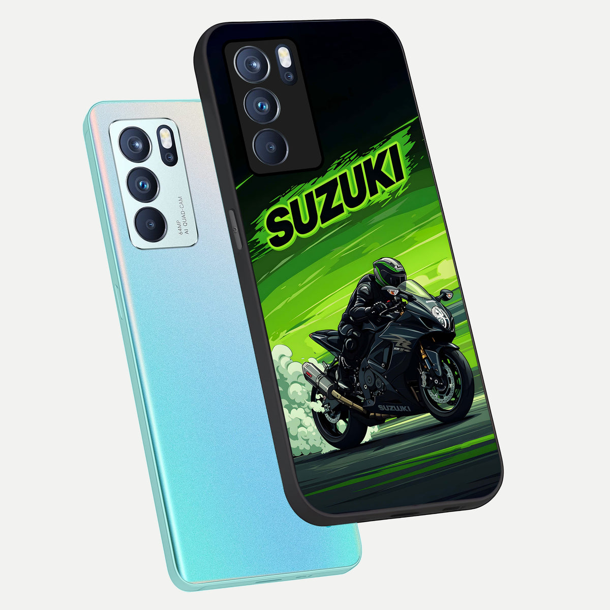  Suzuki Speed Beast phone case For Oppo Reno 6 Pro showing premium glass back cover with detailed artwork