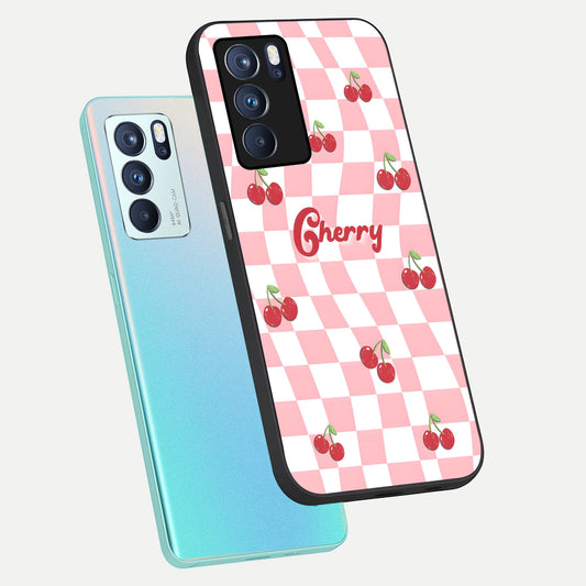  Sweet Cherry Vibes phone case For Oppo Reno 6 Pro showing premium glass back cover with detailed artwork