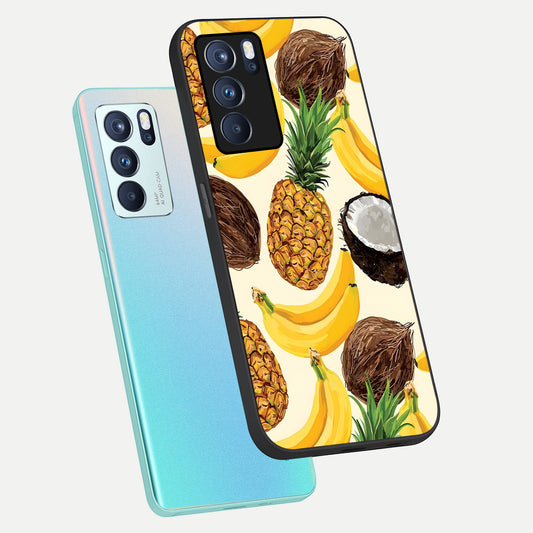  Tropical Fruit Mood phone case For Oppo Reno 6 Pro showing premium glass back cover with detailed artwork