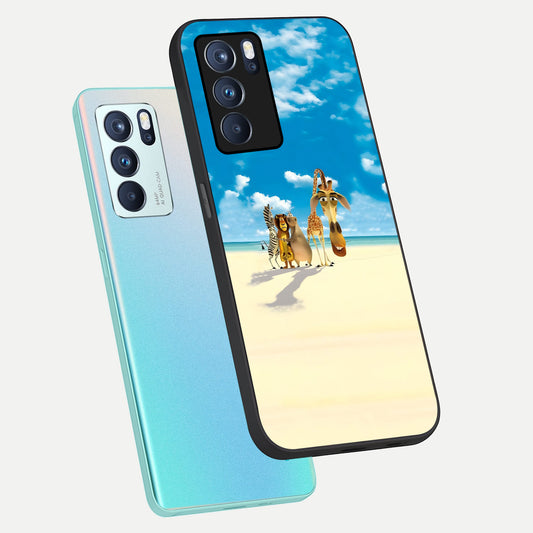  Tropical Fun Squad phone case For Oppo Reno 6 Pro showing premium glass back cover with detailed artwork