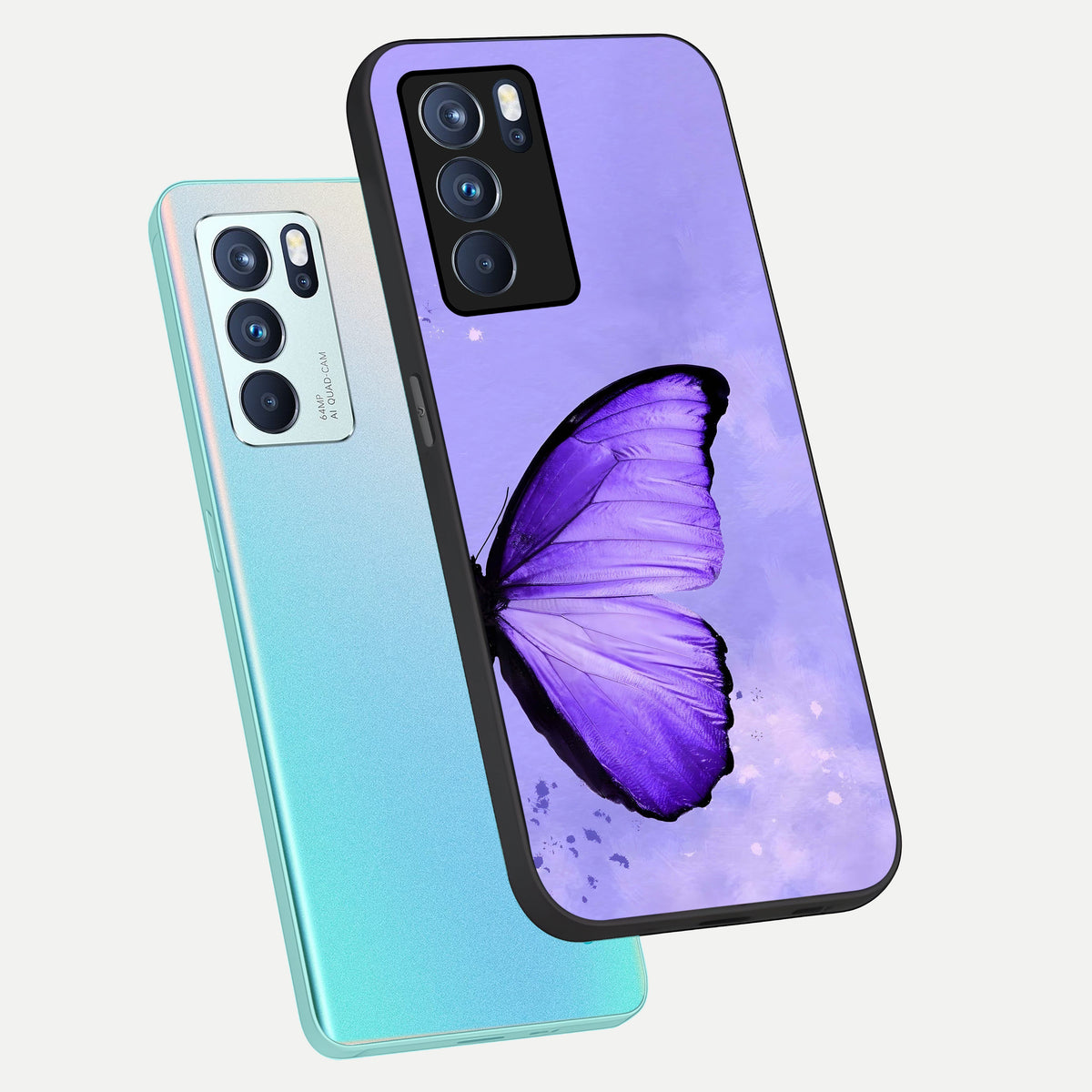  Violet Dream Wing phone case For Oppo Reno 6 Pro showing premium glass back cover with detailed artwork