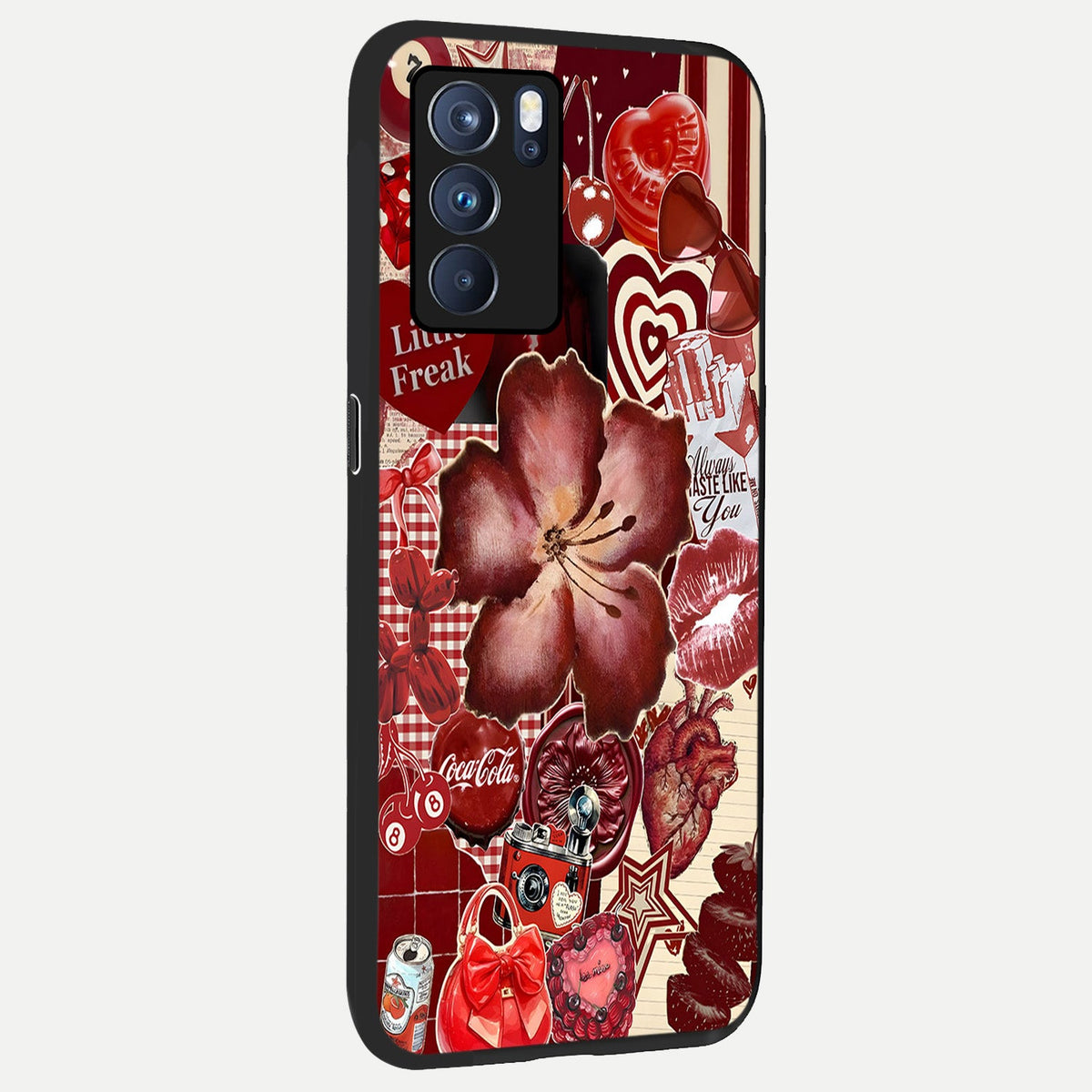  Aesthetic Little Freak back cover For Oppo Reno 6 Pro slim fit glass case with vibrant aesthetic design