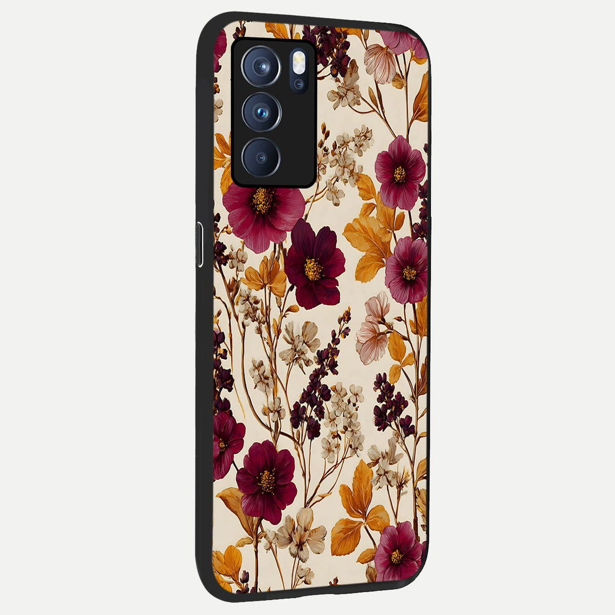  Autumn Wine Bloom back cover For Oppo Reno 6 Pro slim fit glass case with vibrant aesthetic design