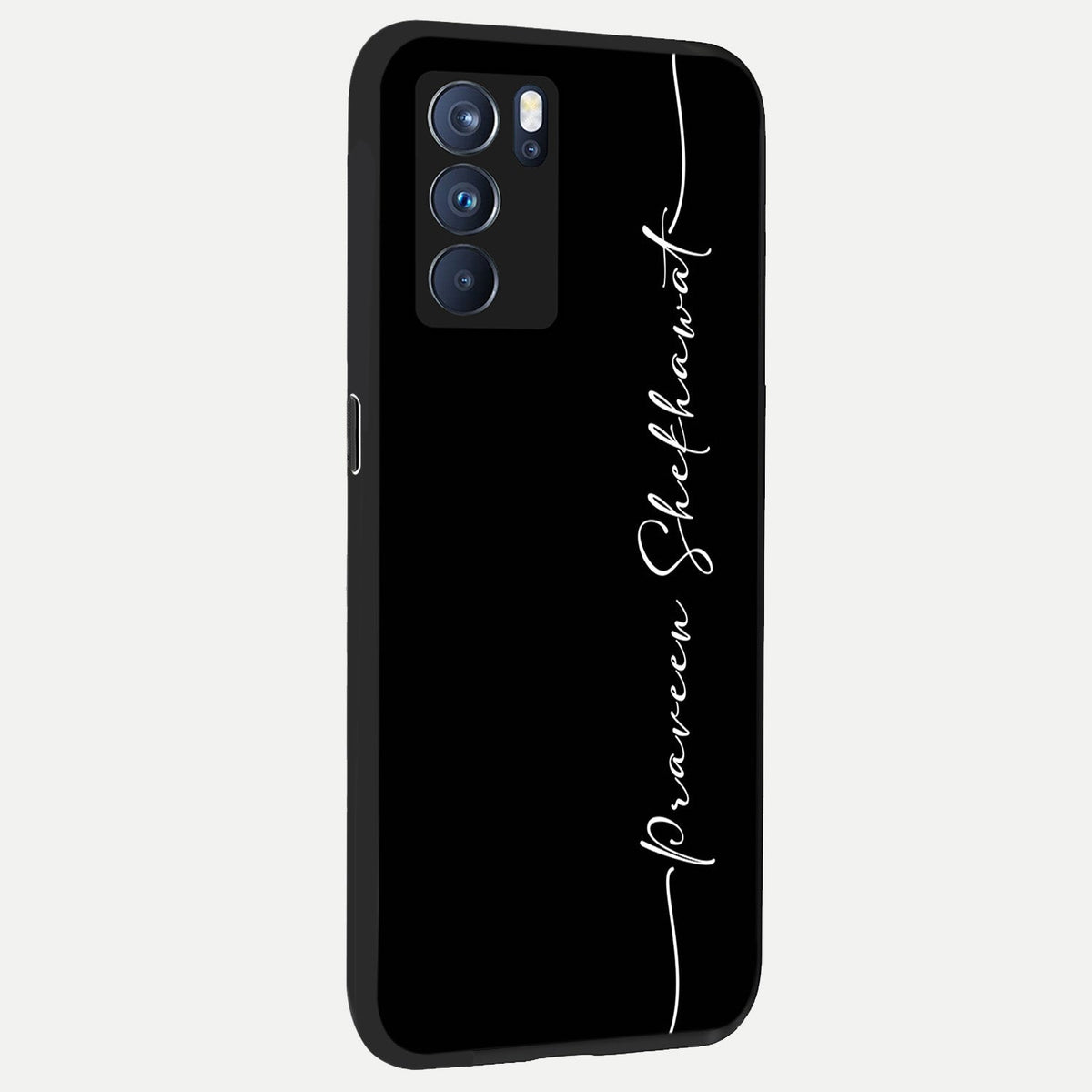  Black Tune Custom Name back cover For Oppo Reno 6 Pro slim fit glass case with vibrant aesthetic design