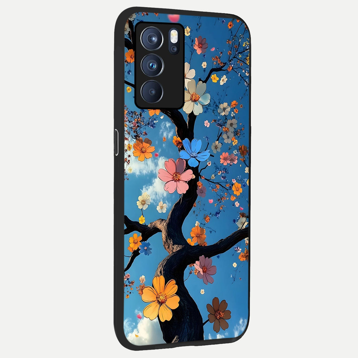  Blossom Dream Sky back cover For Oppo Reno 6 Pro slim fit glass case with vibrant aesthetic design