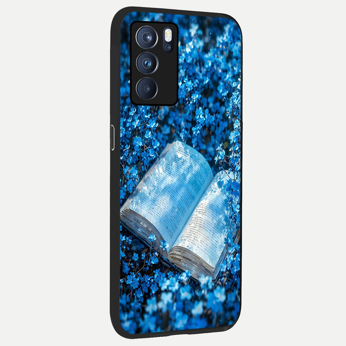  Blue Bloom Tales back cover For Oppo Reno 6 Pro slim fit glass case with vibrant aesthetic design