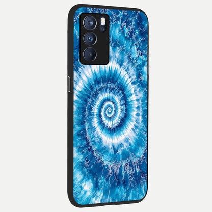  Blue Galaxy Wave back cover For Oppo Reno 6 Pro slim fit glass case with vibrant aesthetic design