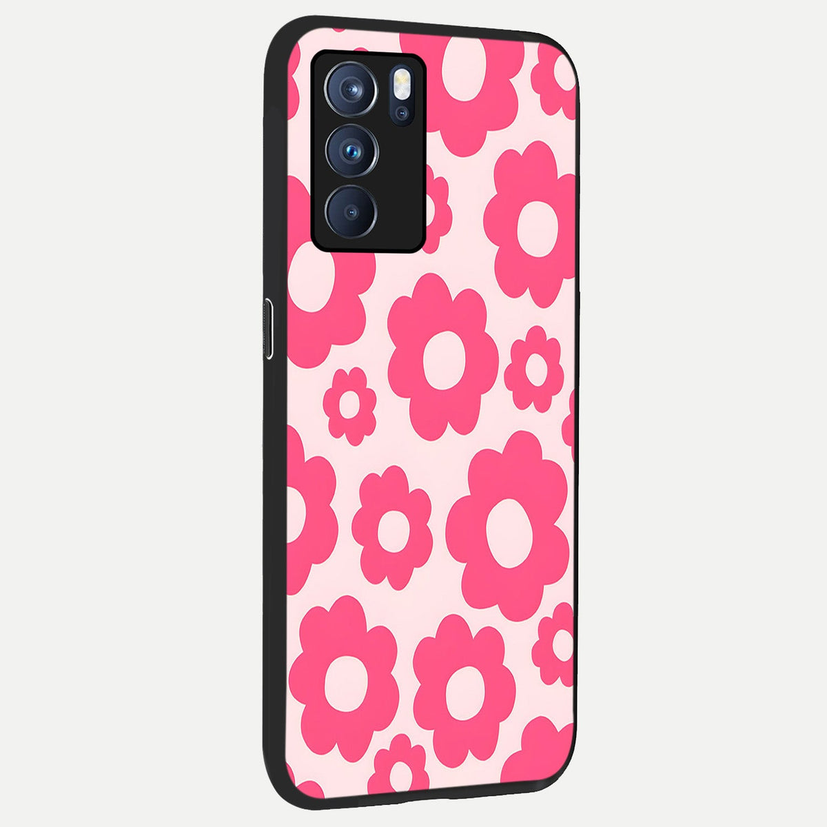  Blush Flower Pop back cover For Oppo Reno 6 Pro slim fit glass case with vibrant aesthetic design