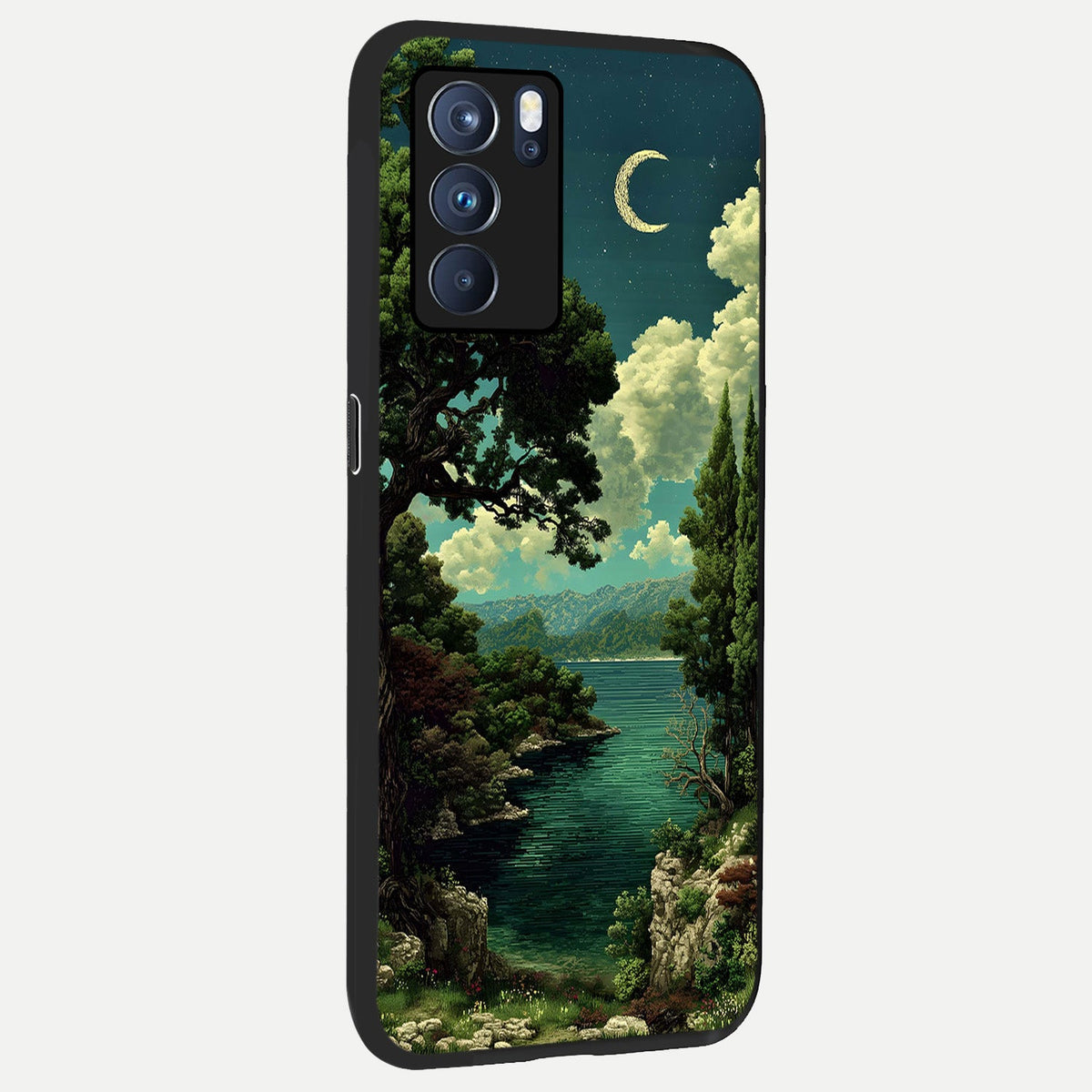  Celestial Lake Peace back cover For Oppo Reno 6 Pro slim fit glass case with vibrant aesthetic design