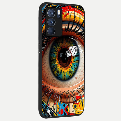  Colorful Eye back cover For Oppo Reno 6 Pro slim fit glass case with vibrant aesthetic design