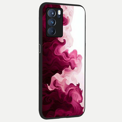  Crimson Wave Flow back cover For Oppo Reno 6 Pro slim fit glass case with vibrant aesthetic design
