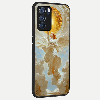  Divine Light Angel back cover For Oppo Reno 6 Pro slim fit glass case with vibrant aesthetic design