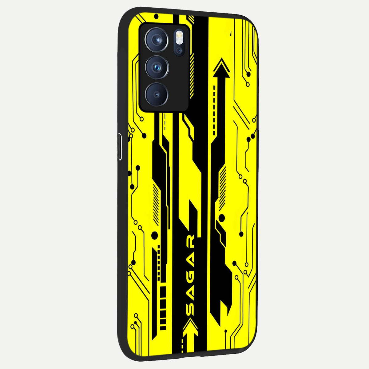 Electric Pulse CYBERPUNK Custom Name back cover For Oppo Reno 6 Pro slim fit glass case with vibrant aesthetic design