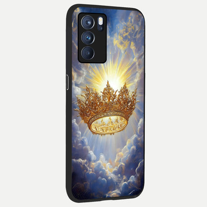  Heavenly Crown Light back cover For Oppo Reno 6 Pro slim fit glass case with vibrant aesthetic design