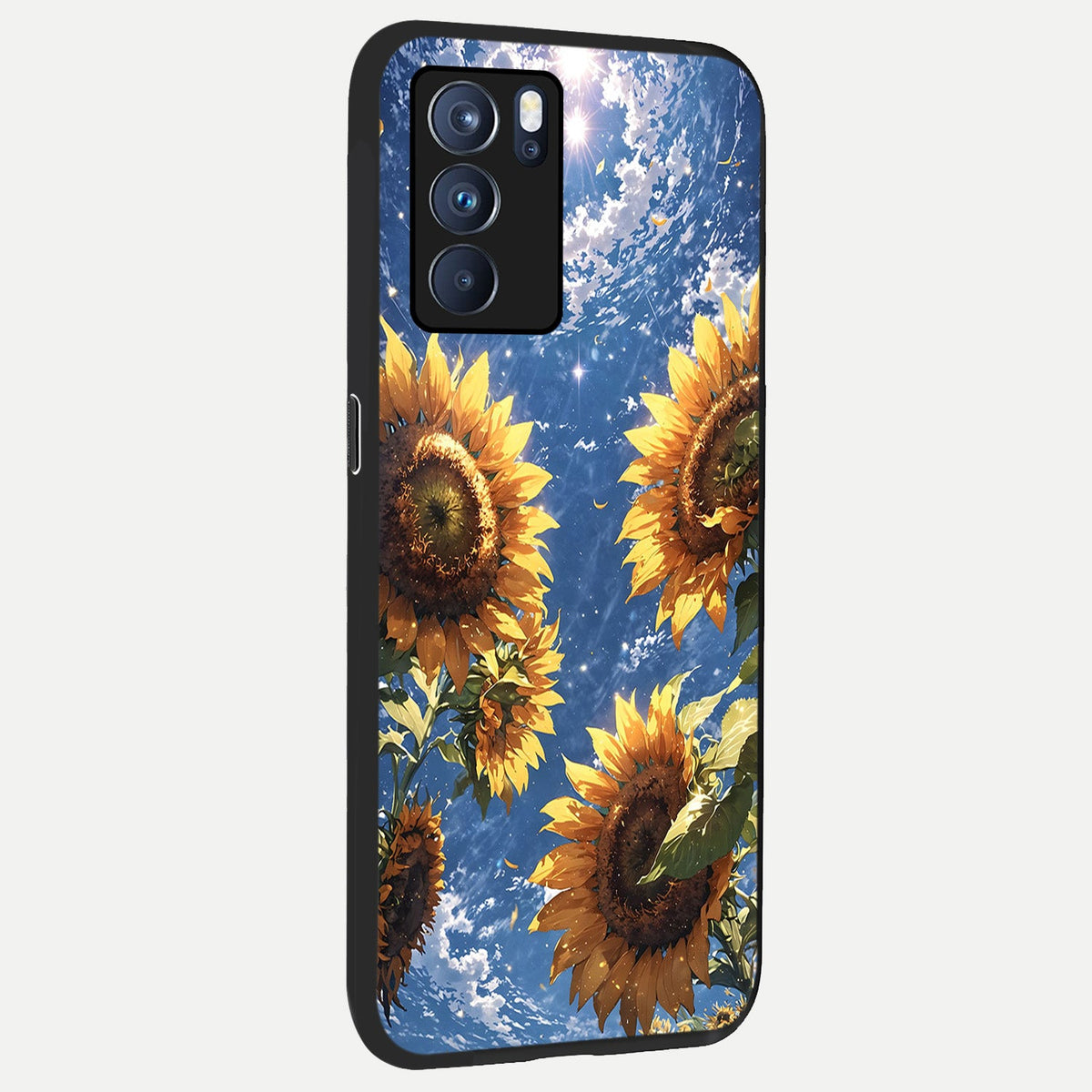  Heavenly Sunflower Rise back cover For Oppo Reno 6 Pro slim fit glass case with vibrant aesthetic design