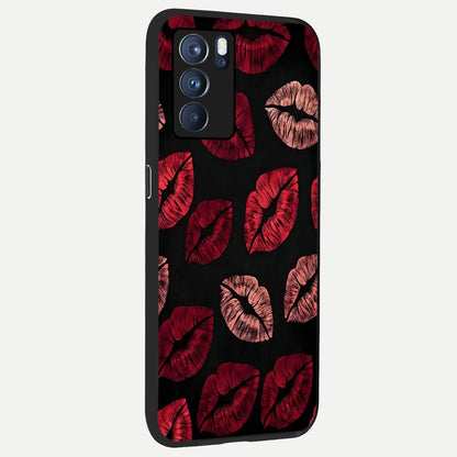  Midnight Kiss Love back cover For Oppo Reno 6 Pro slim fit glass case with vibrant aesthetic design