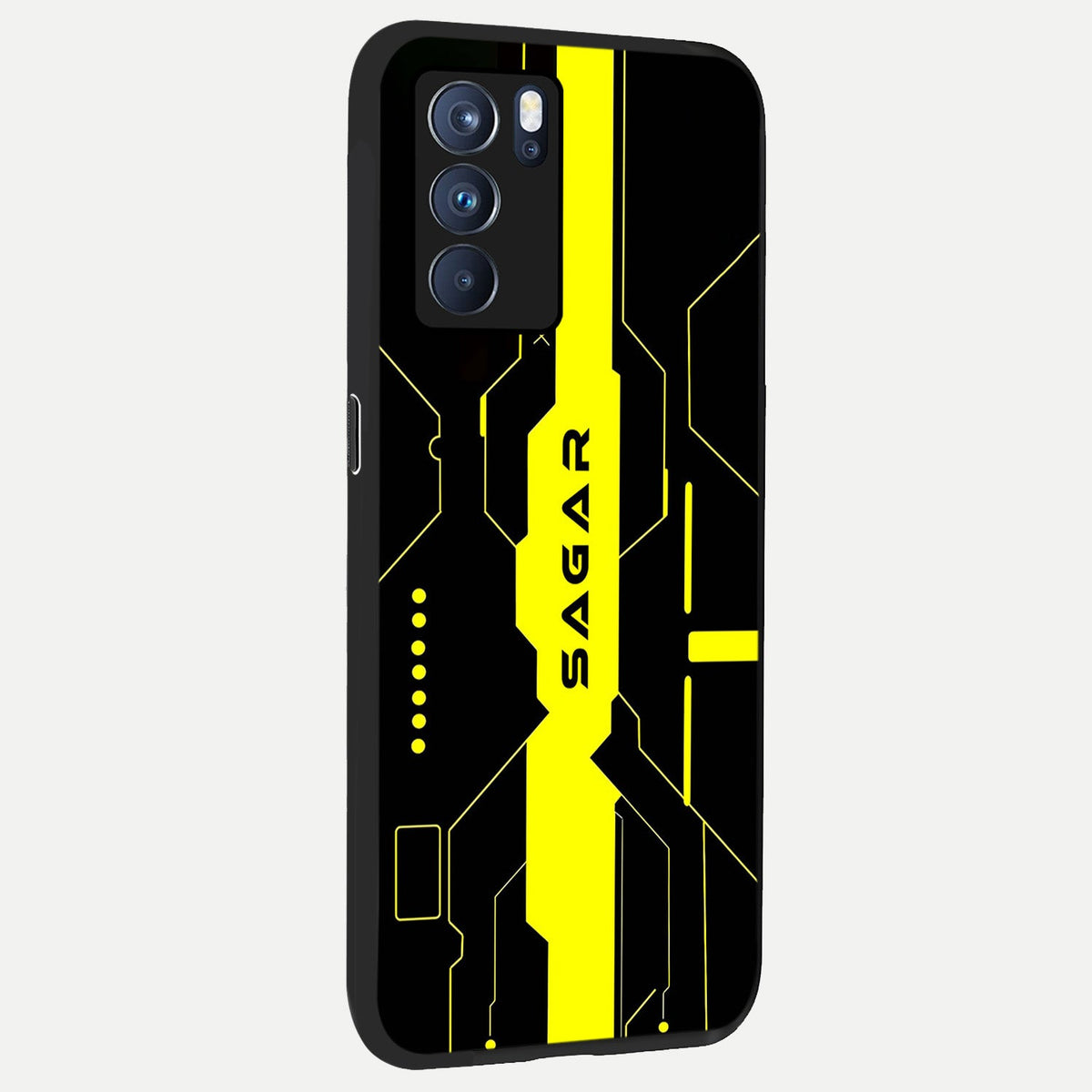  Neon CYBERPUNK Custom Name back cover For Oppo Reno 6 Pro slim fit glass case with vibrant aesthetic design
