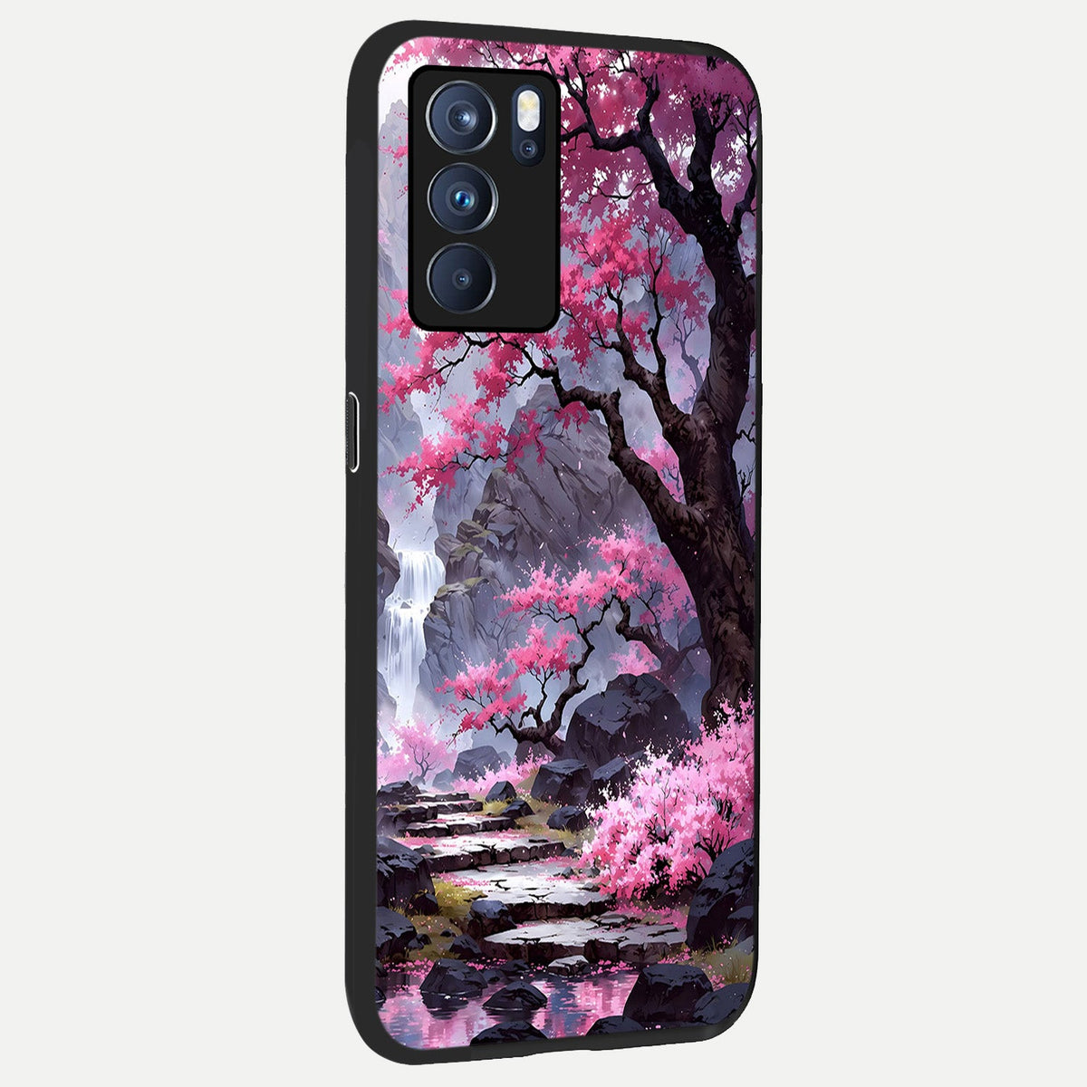  Pink Sunflower Glow back cover For Oppo Reno 6 Pro slim fit glass case with vibrant aesthetic design