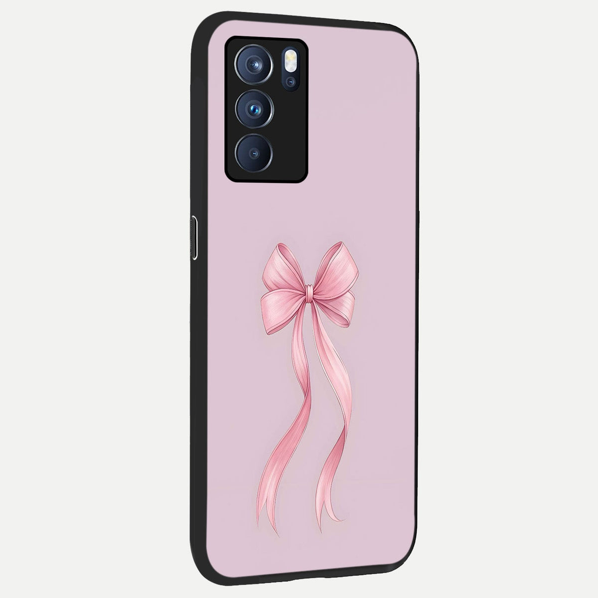  Soft Blush Bow back cover For Oppo Reno 6 Pro slim fit glass case with vibrant aesthetic design