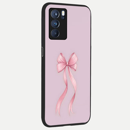  Soft Blush Bow back cover For Oppo Reno 6 Pro slim fit glass case with vibrant aesthetic design