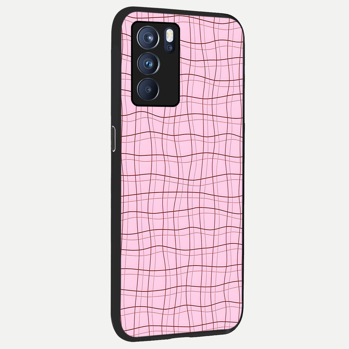  Soft Grid Bliss back cover For Oppo Reno 6 Pro slim fit glass case with vibrant aesthetic design