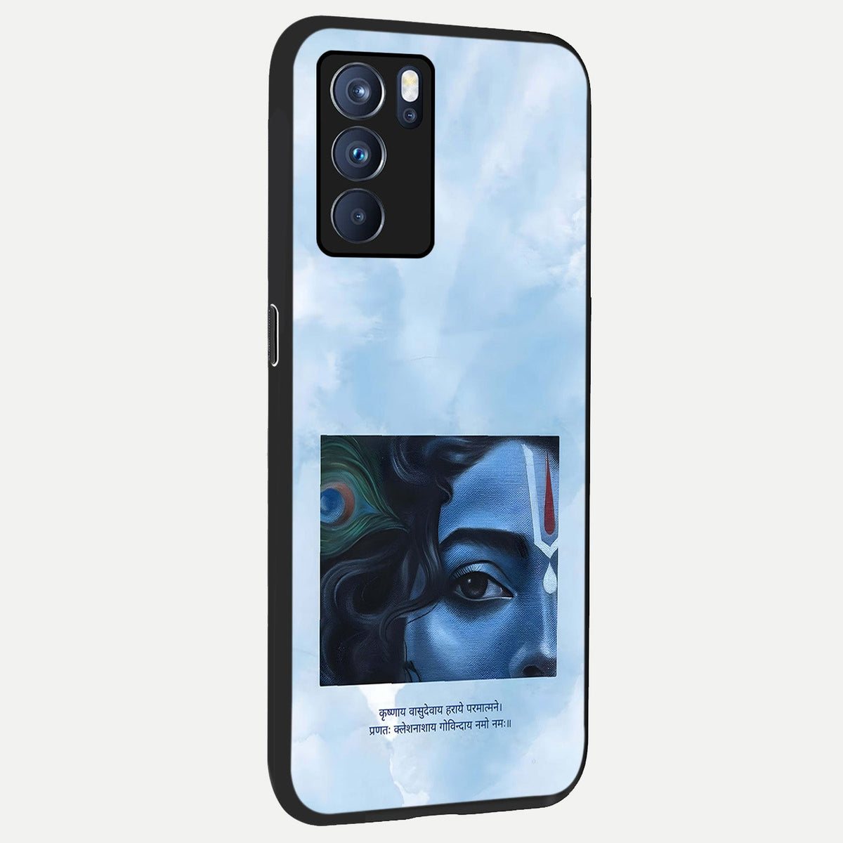  Spiritual Krishna back cover For Oppo Reno 6 Pro slim fit glass case with vibrant aesthetic design