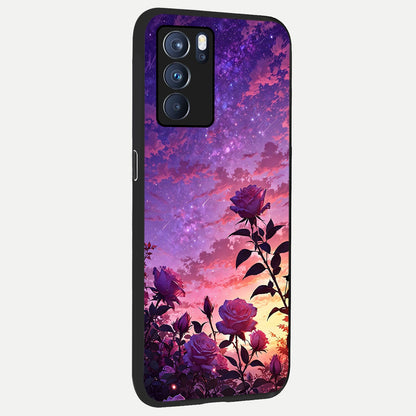  Starlit Rose Twilight back cover For Oppo Reno 6 Pro slim fit glass case with vibrant aesthetic design