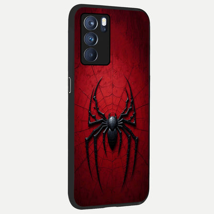  Superhero Web Emblem back cover For Oppo Reno 6 Pro slim fit glass case with vibrant aesthetic design