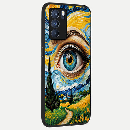  Van Gogh Eye back cover For Oppo Reno 6 Pro slim fit glass case with vibrant aesthetic design