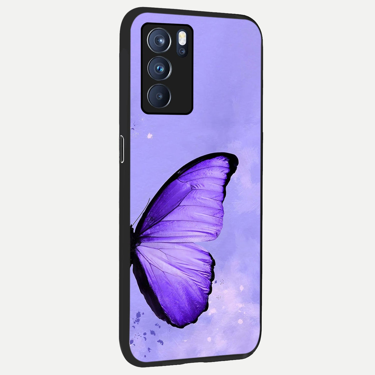  Violet Dream Wing back cover For Oppo Reno 6 Pro slim fit glass case with vibrant aesthetic design