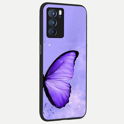  Violet Dream Wing back cover For Oppo Reno 6 Pro slim fit glass case with vibrant aesthetic design