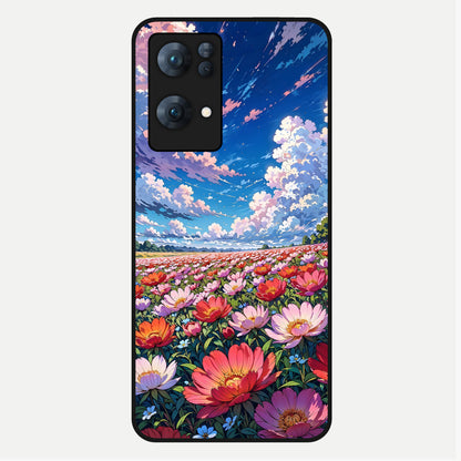  Blossom Sky Field Glass Case For  Oppo-Reno-7-Pro-5G back cover – full design glossy printed glass finish