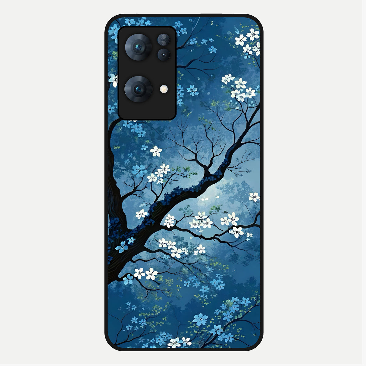  Blue Tree Serenity Glass Case For  Oppo-Reno-7-Pro-5G back cover – full design glossy printed glass finish