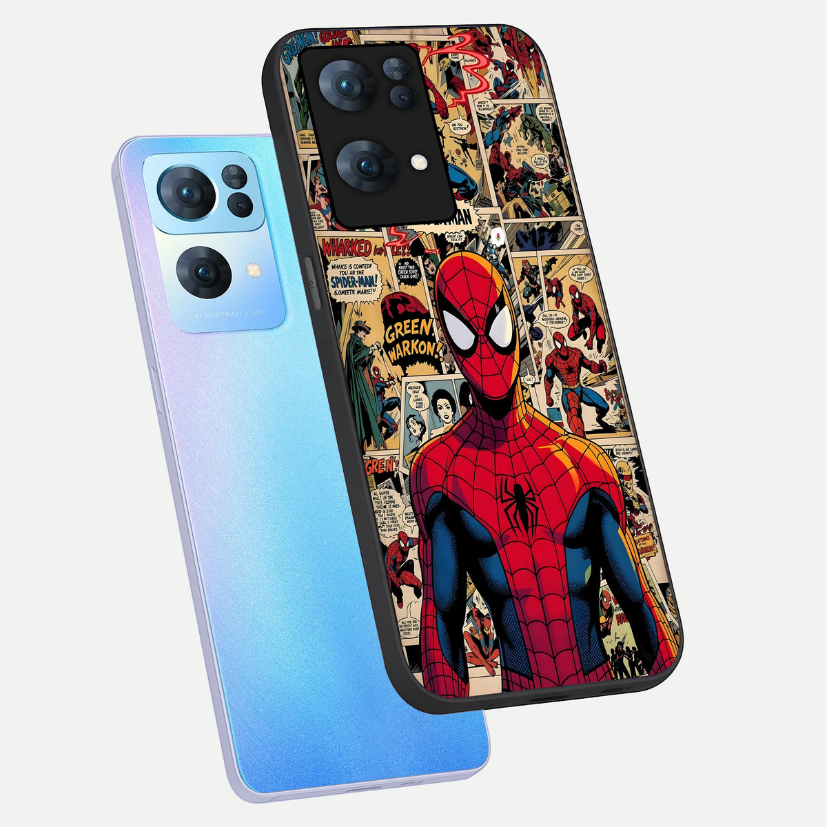  Aesthetic Spider phone case For  Oppo-Reno-7-Pro-5G showing premium glass back cover with detailed artwork