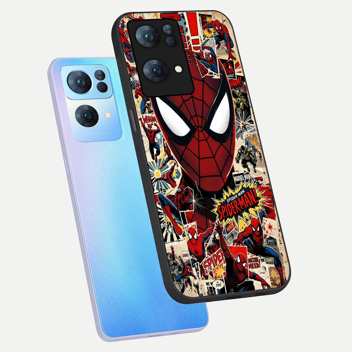  Aesthetic Wonder Spider phone case For  Oppo-Reno-7-Pro-5G showing premium glass back cover with detailed artwork