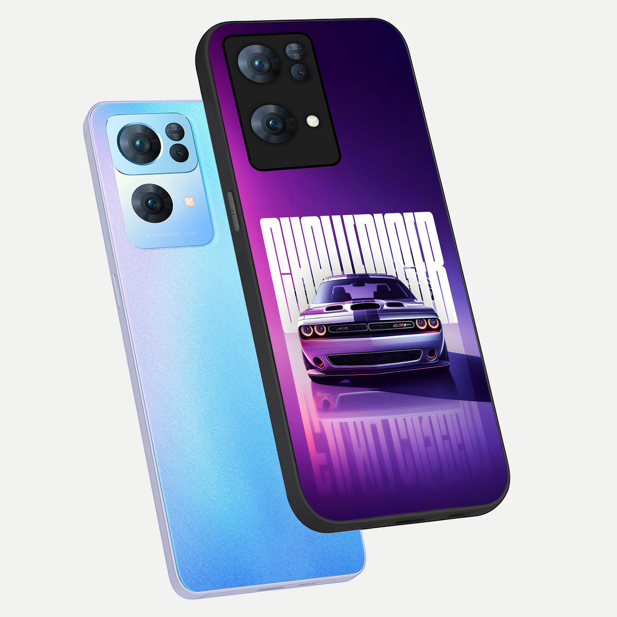  Midnight Muscle Ride phone case For Oppo Reno 7 Pro showing premium glass back cover with detailed artwork