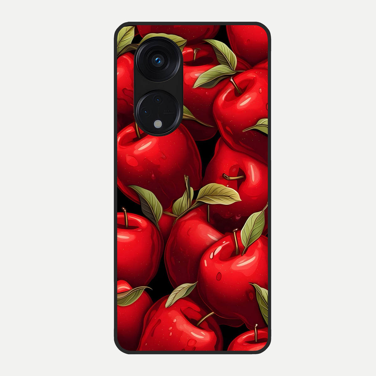  Apple Pattern Glass Case For Oppo Reno 8T 5G back cover – full design glossy printed glass finish