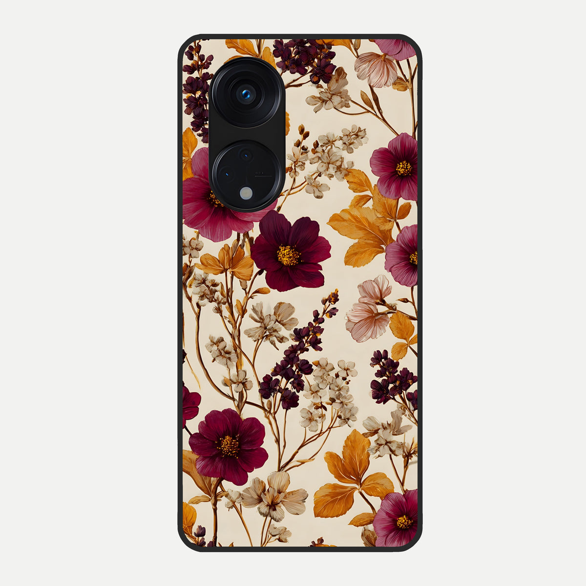  Autumn Wine Bloom Glass Case For Oppo Reno 8T 5G back cover – full design glossy printed glass finish