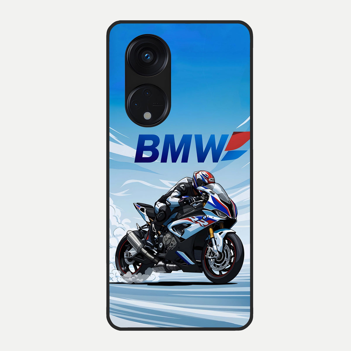  BMW Power Drift Glass Case For Oppo Reno 8T 5G back cover – full design glossy printed glass finish