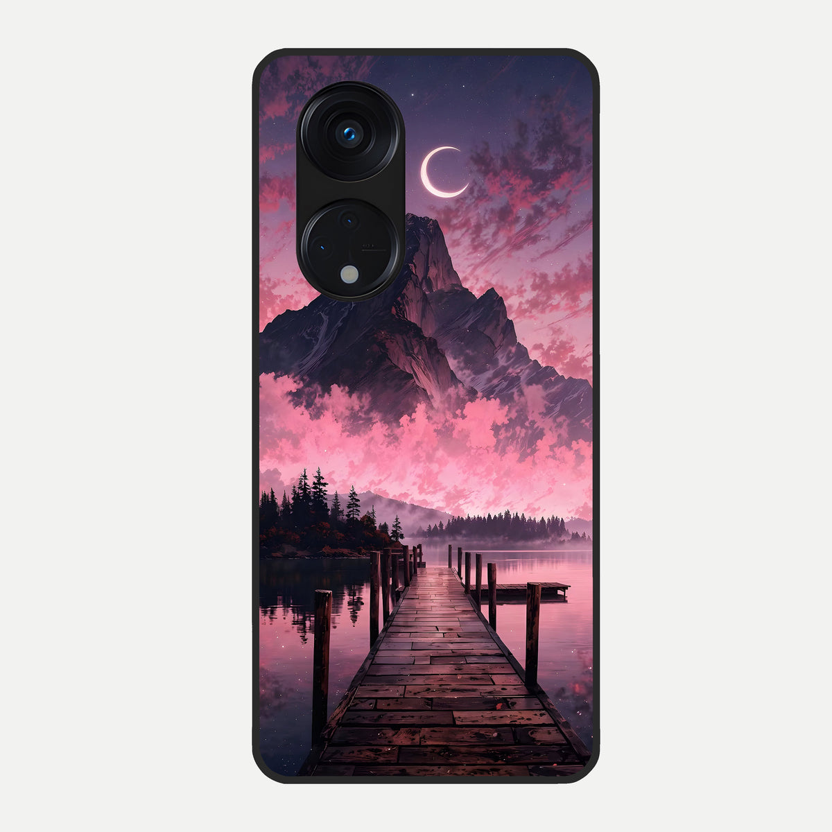  Beautiful Mountain View Glass Case For Oppo Reno 8T 5G back cover – full design glossy printed glass finish