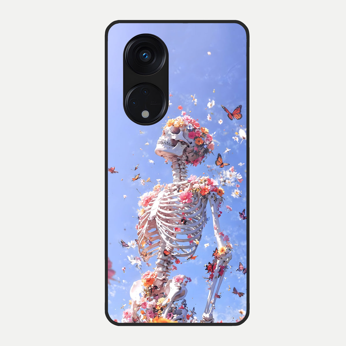  Bloom Beyond Bones Glass Case For Oppo Reno 8T 5G back cover – full design glossy printed glass finish