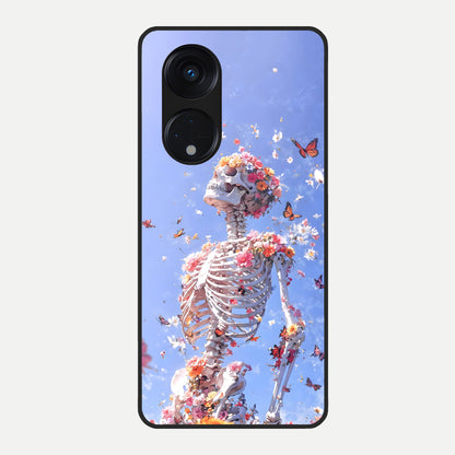  Bloom Beyond Bones Glass Case For Oppo Reno 8T 5G back cover – full design glossy printed glass finish