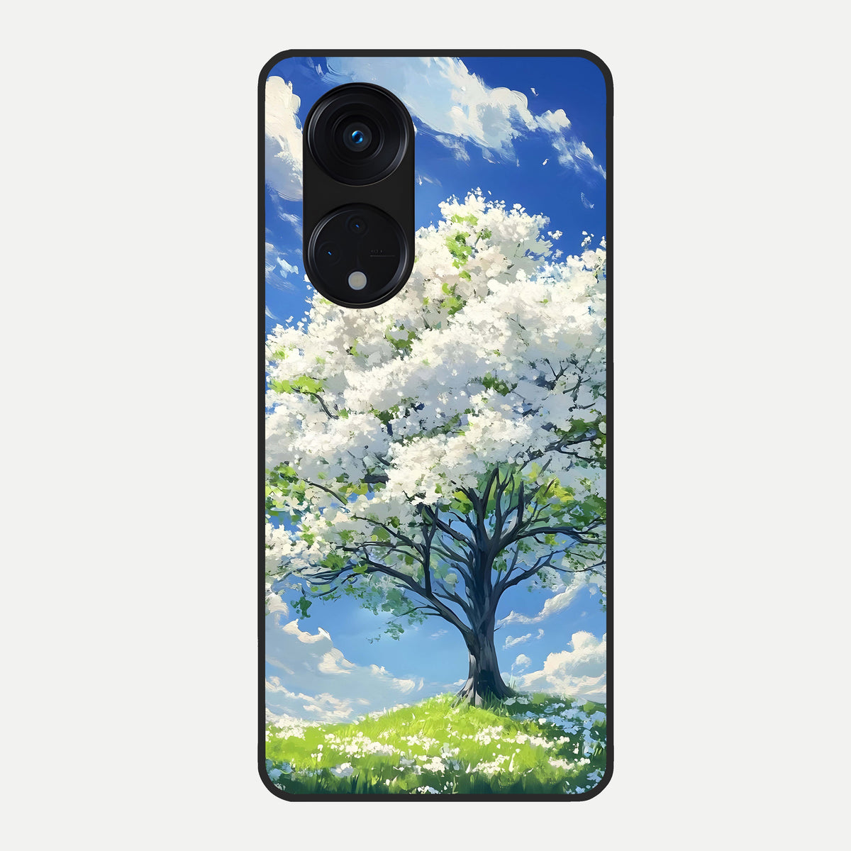  Blossom Sky Serenity Glass Case For Oppo Reno 8T 5G back cover – full design glossy printed glass finish